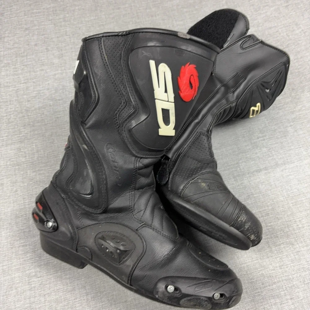 Sidi TCX Boots Mens Size 10 Black Leather Motorcycle Sport Touring Riding Gear